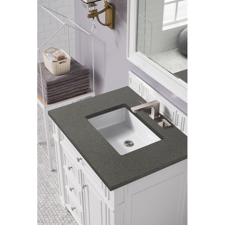 Bright White MDF Single Freestanding Bathroom Vanity with Backsplash