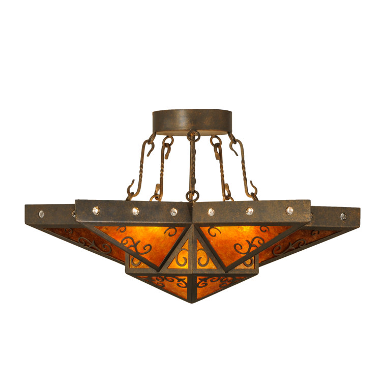 Amber Glass 6-Light Star Semi-Flush Mount