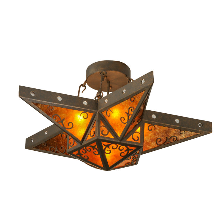 Amber Glass 6-Light Star Semi-Flush Mount