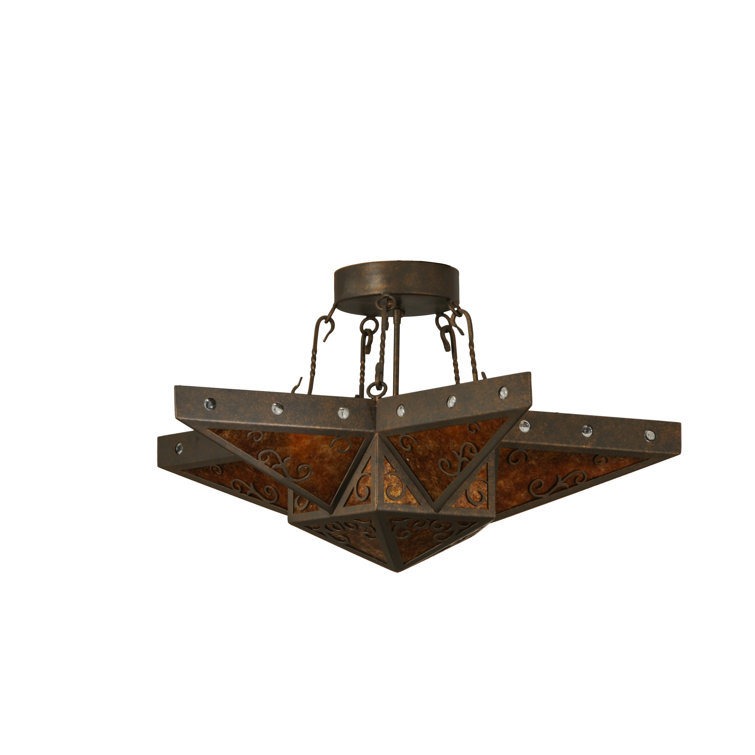 Amber Glass 6-Light Star Semi-Flush Mount