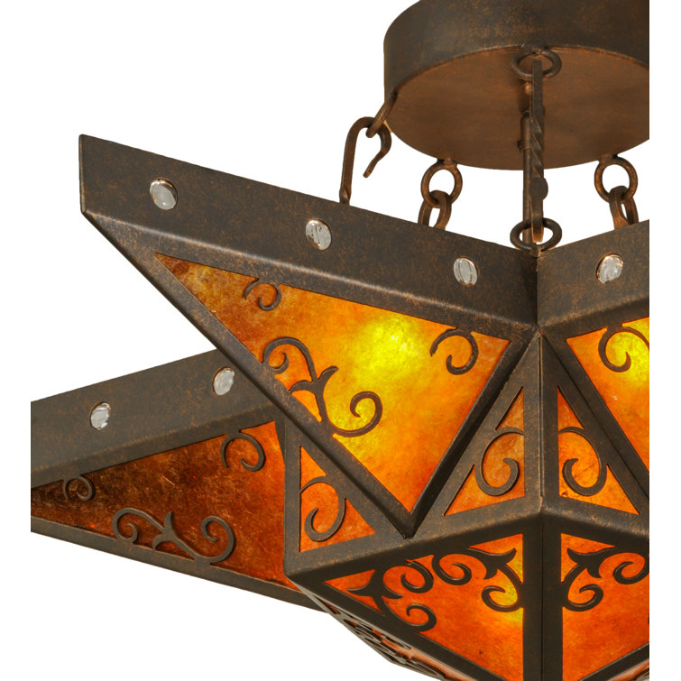 Amber Glass 6-Light Star Semi-Flush Mount