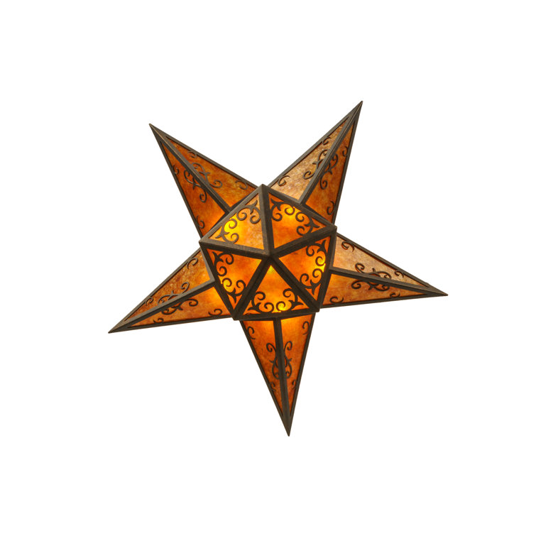 Amber Glass 6-Light Star Semi-Flush Mount