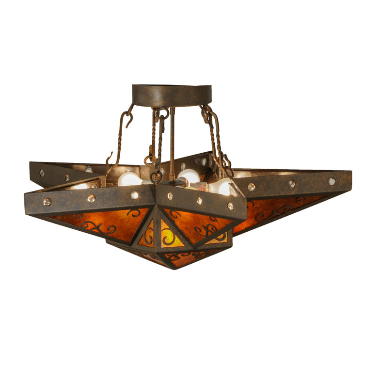 Amber Glass 6-Light Star Semi-Flush Mount