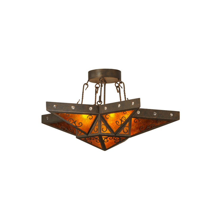 Amber Glass 6-Light Star Semi-Flush Mount