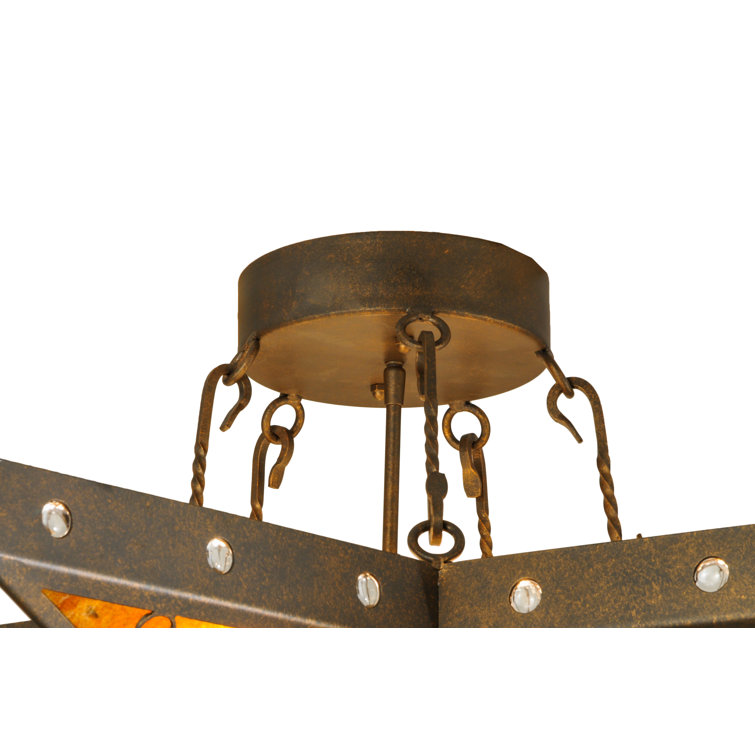Amber Glass 6-Light Star Semi-Flush Mount