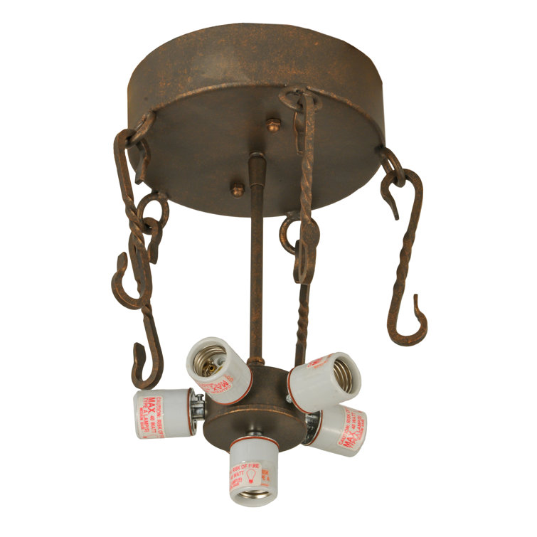 Amber Glass 6-Light Star Semi-Flush Mount