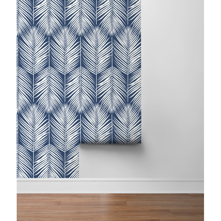 Coastal Blue Palm Leaf Self-Adhesive Vinyl Wallpaper