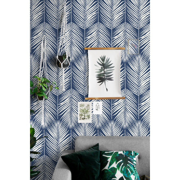 Coastal Blue Palm Leaf Self-Adhesive Vinyl Wallpaper