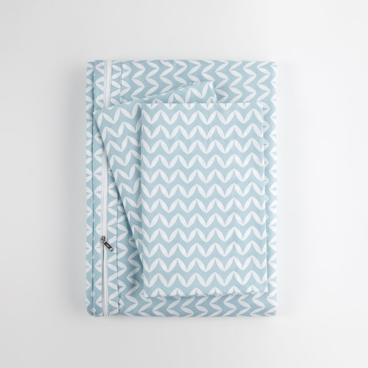 Light Gray Chevron Twin Duvet Cover Set with Shams