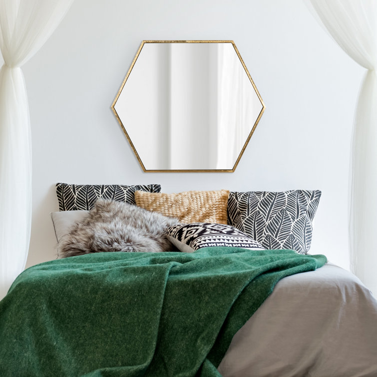 McNeer 22" x 25" Geometric Gold Hexagon Wall Mirror
