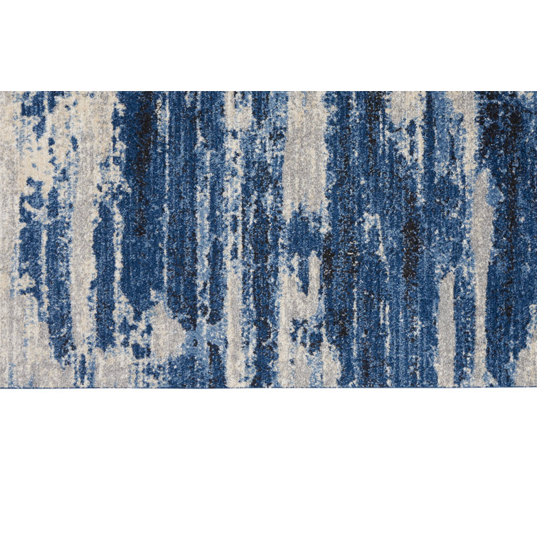 Gray Floral Synthetic Rectangular Easy Care Rug 7'10" x 9'10"