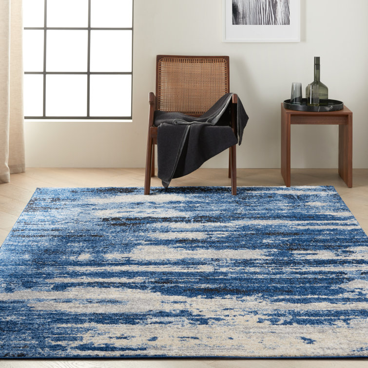 Gray Floral Synthetic Rectangular Easy Care Rug 7'10" x 9'10"