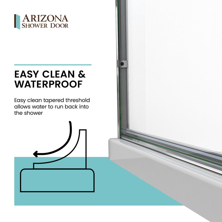 LESE 51" W x 66" H Brushed Nickel Rain Glass Bypass Shower Door