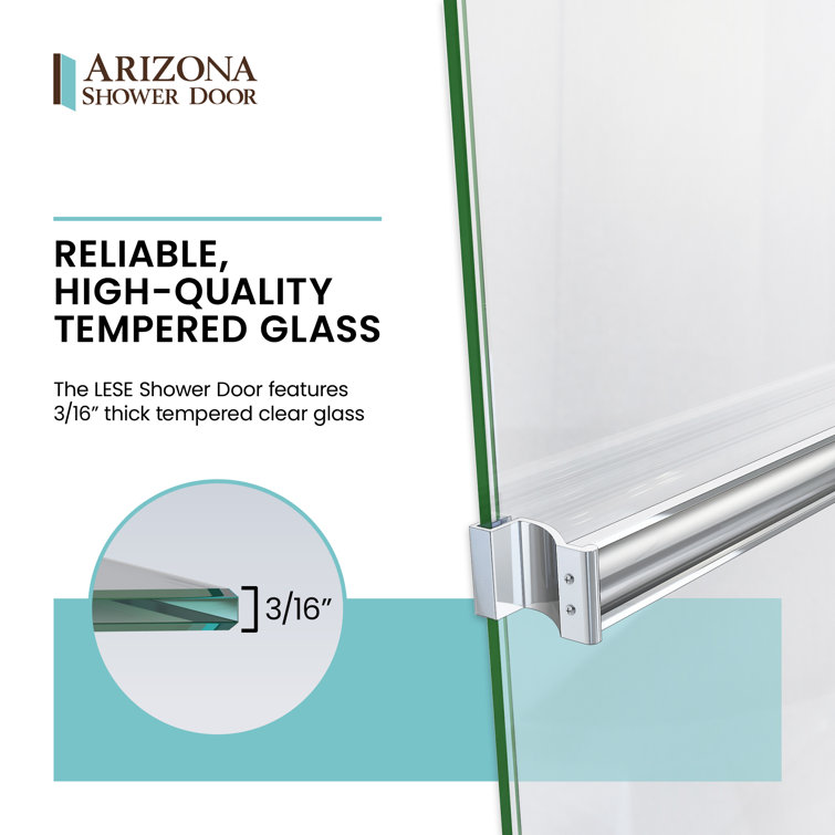 LESE 51" W x 66" H Brushed Nickel Rain Glass Bypass Shower Door
