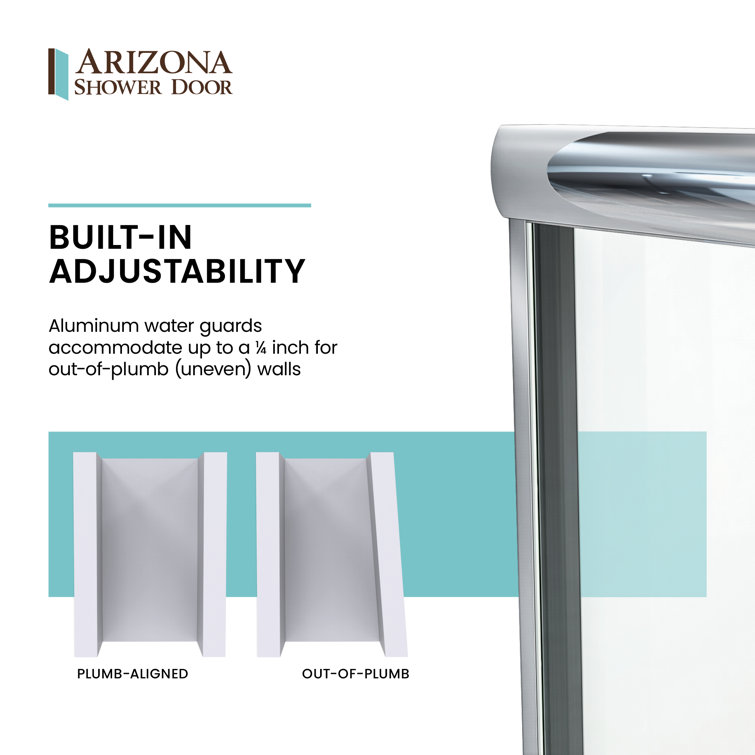 LESE 51" W x 66" H Brushed Nickel Rain Glass Bypass Shower Door