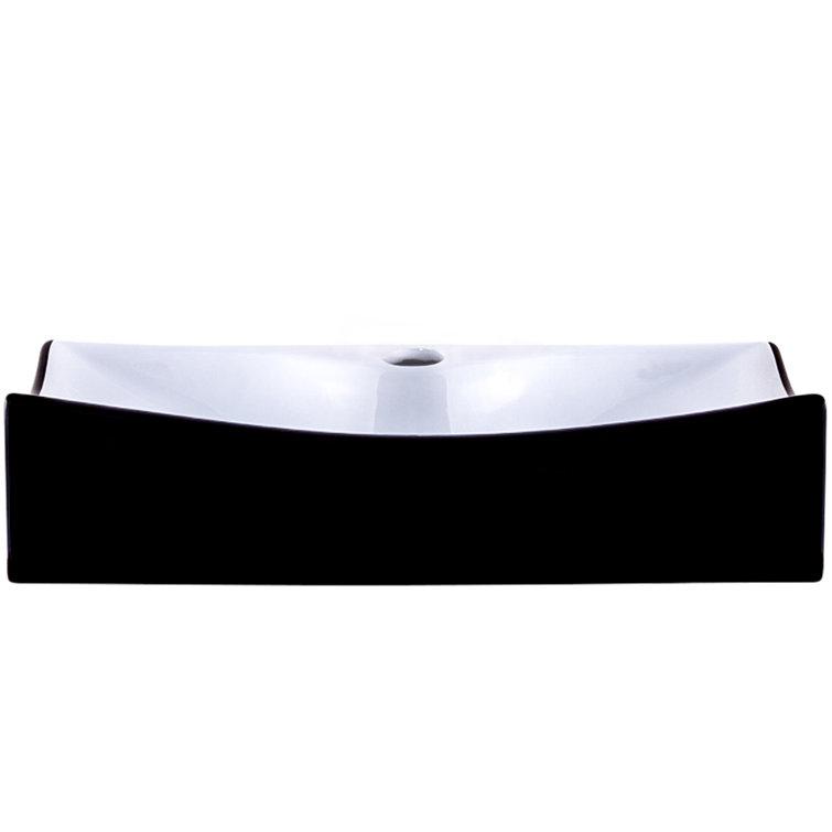 Modern Black and White Ceramic Rectangular Vessel Sink