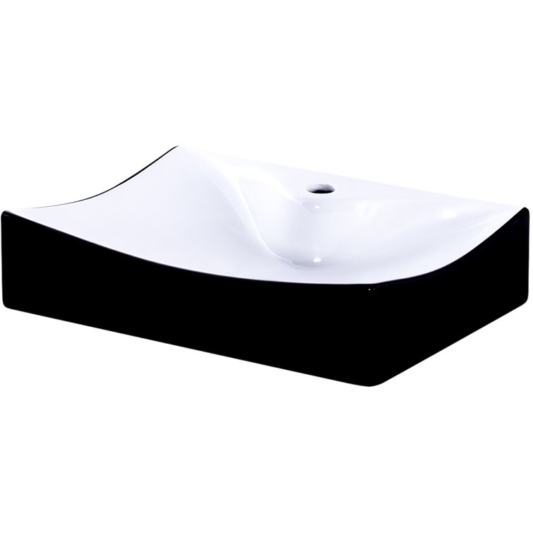 Modern Black and White Ceramic Rectangular Vessel Sink