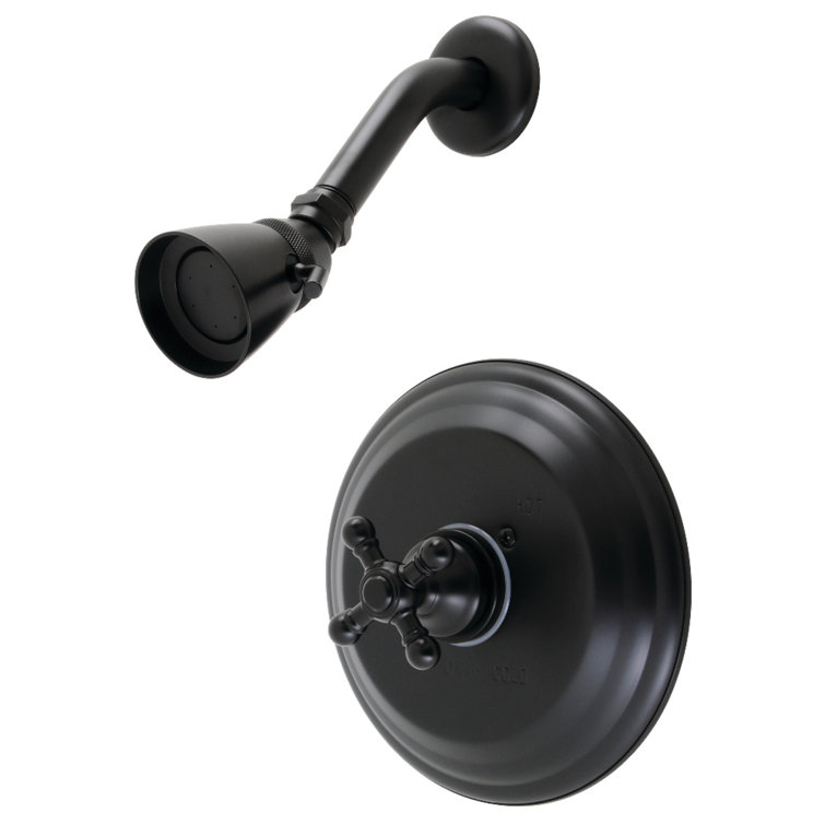Matte Black Wall Mounted Brass Shower Faucet Set