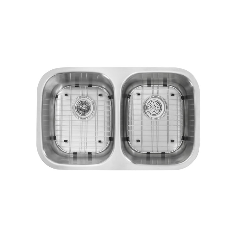 29.38'' Brushed Stainless Steel Double Bowl Kitchen Sink