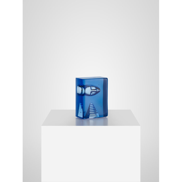 Azure Spring Heart Glass Tabletop Sculpture by Bertil Vallien