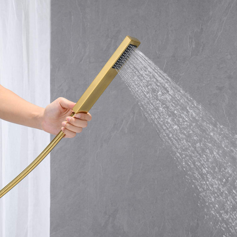 Brushed Gold Freestanding Tub Faucet with Hand Shower