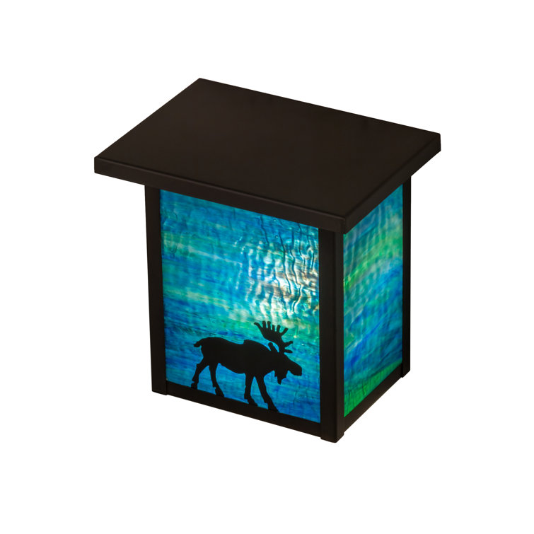 Hyde Park Moose 6" Craftsman Brown Wall Sconce with Blue-Green Art Glass