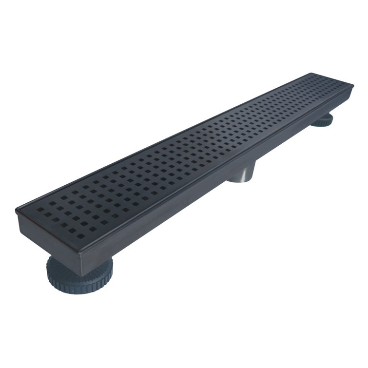 32'' Matte Black Stainless Steel Linear Shower Drain with Square Pattern Cover