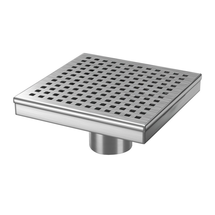 6'' Stainless Steel Square Shower Drain with Square Pattern Cover