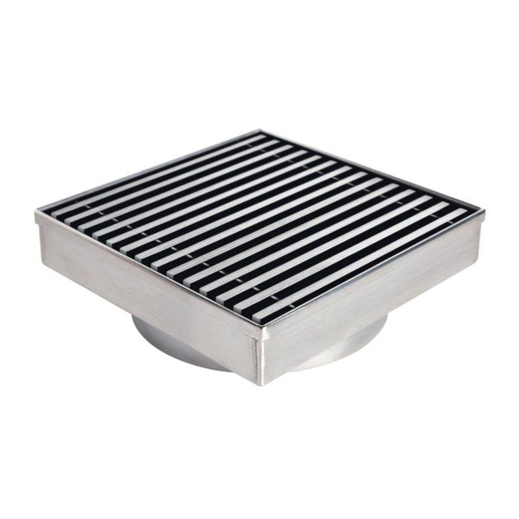 8'' Square Stainless Steel Shower Drain with Linear Grate