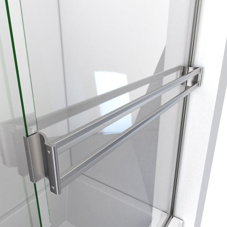 56" x 55" Brushed Nickel Clear Glass Bypass Tub Door