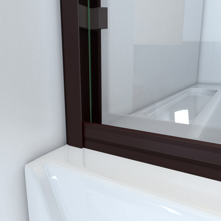 56" x 55" Oil Rubbed Bronze Clear Glass Bypass Tub Door