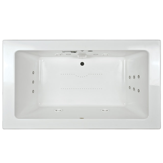 Sia White Acrylic Rectangular Drop-In Bathtub with Jets