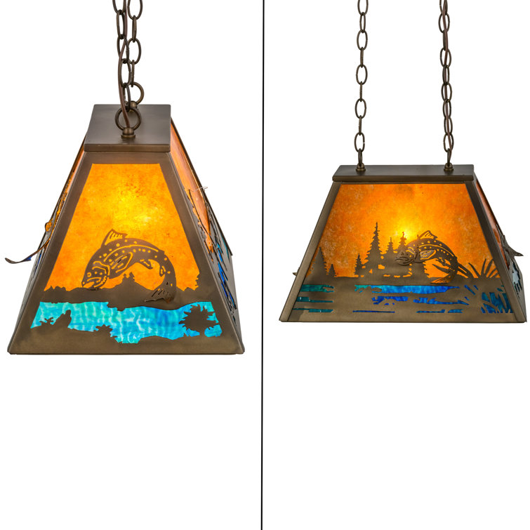Adirondack Antique Copper & Stained Glass Fisherman Pendant