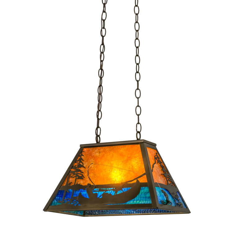 Adirondack Antique Copper & Stained Glass Fisherman Pendant