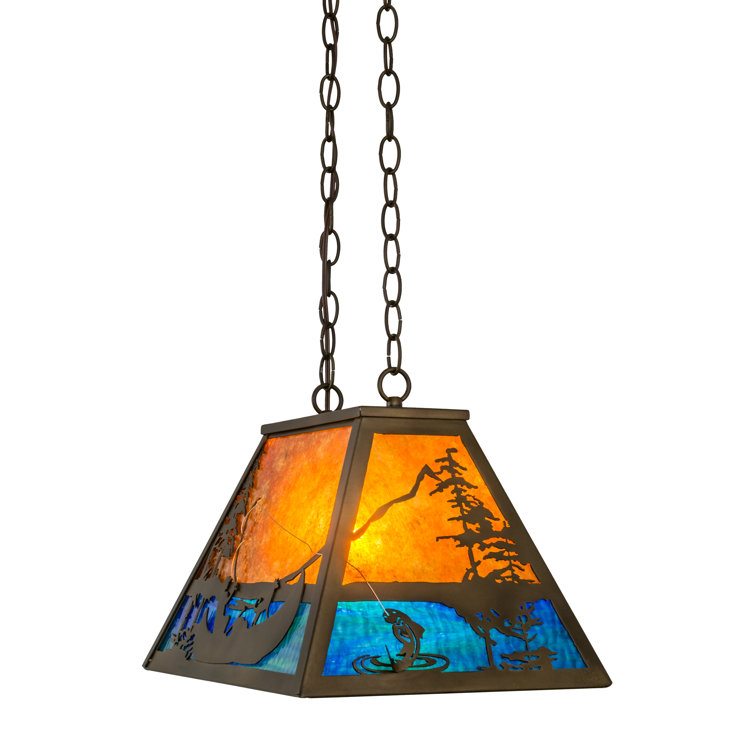 Adirondack Antique Copper & Stained Glass Fisherman Pendant