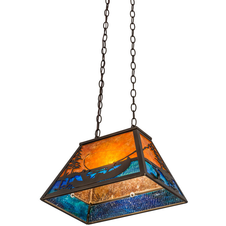 Adirondack Antique Copper & Stained Glass Fisherman Pendant