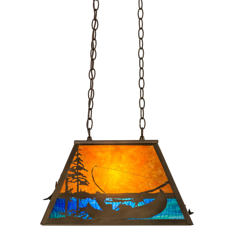 Adirondack Antique Copper & Stained Glass Fisherman Pendant
