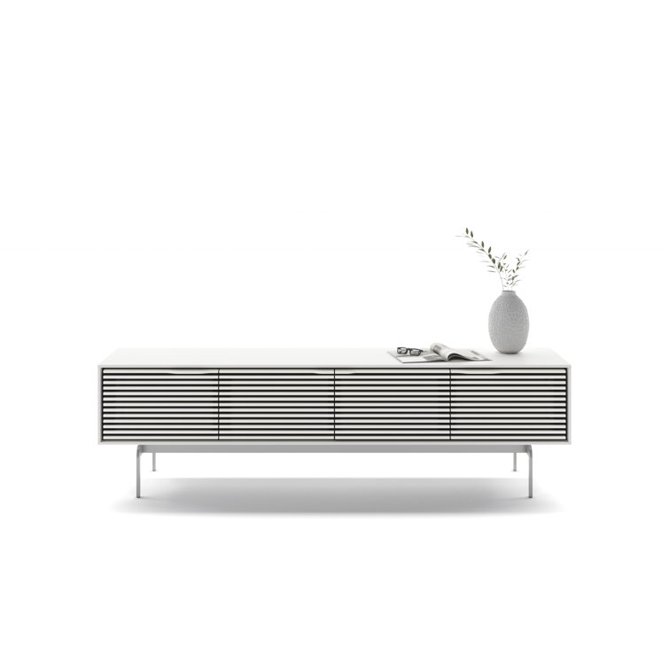 Satin White 81'' Media Console with Louvers