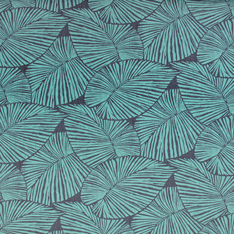 Blue Tropical Palm Leaf Outdoor Square Pillow Set, 22" x 22"