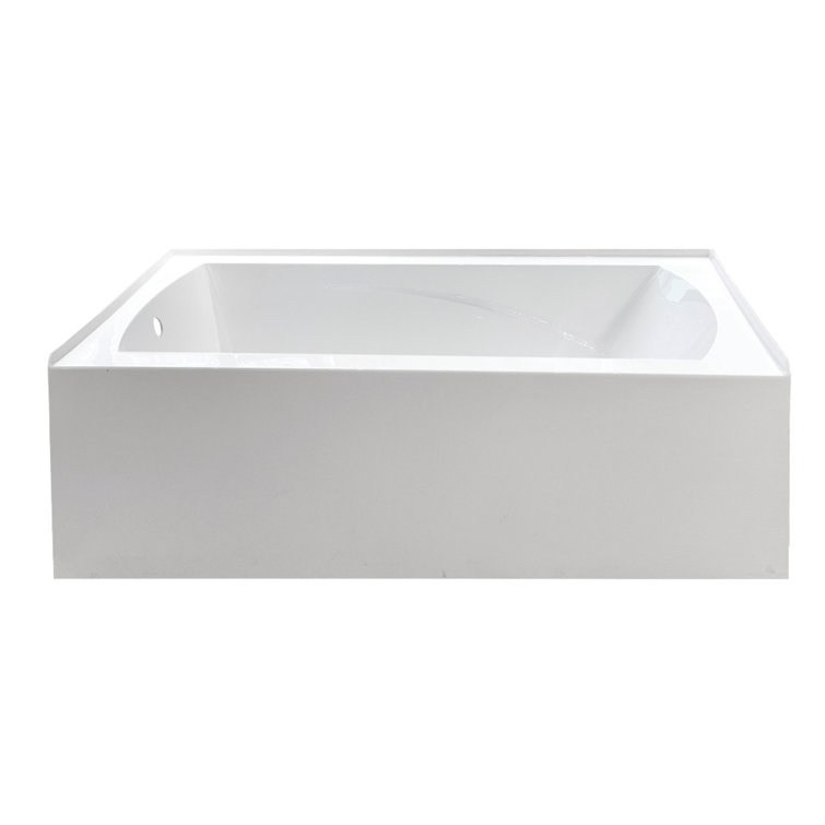 Aqua Eden 60-Inch White Acrylic Alcove Tub with Armrests