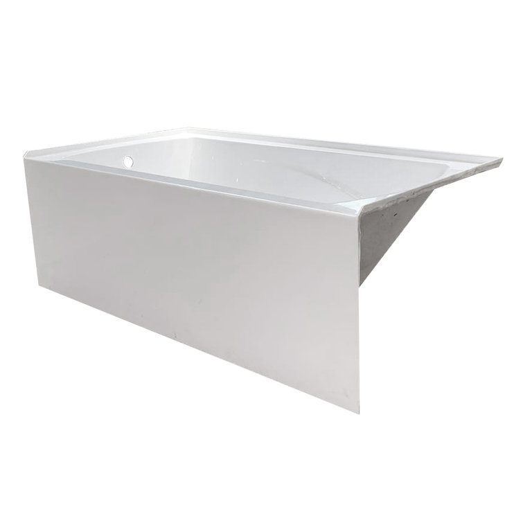 Aqua Eden 60-Inch White Acrylic Alcove Tub with Armrests