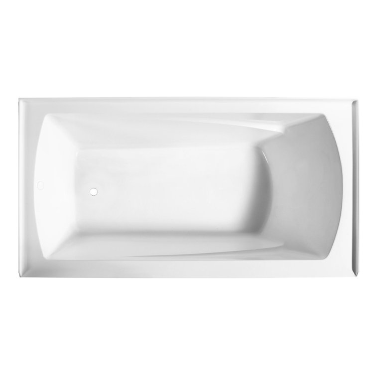 Aqua Eden 60-Inch White Acrylic Alcove Tub with Armrests