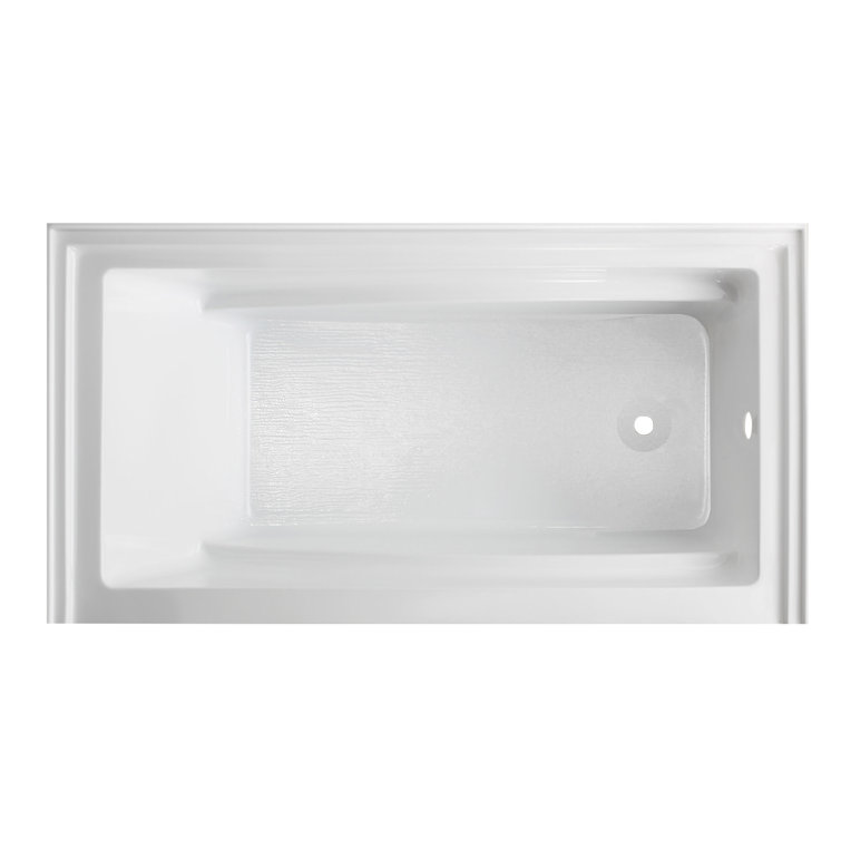60-Inch White Acrylic Anti-Skid Alcove Bathtub with Right Hand Drain