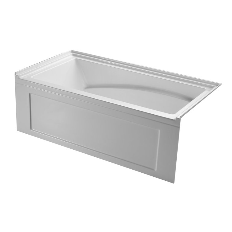 60-Inch White Acrylic Anti-Skid Alcove Bathtub with Right Hand Drain