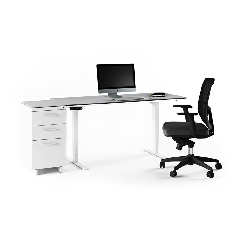 Centro White and Gray Glass 3-Drawer Mobile File Cabinet