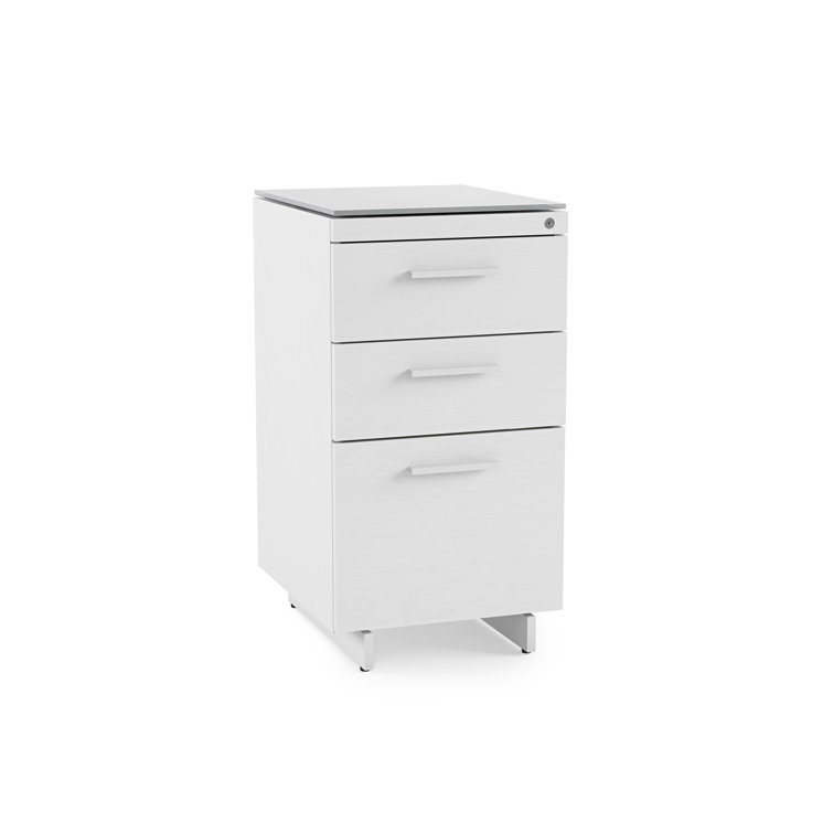 Centro White and Gray Glass 3-Drawer Mobile File Cabinet