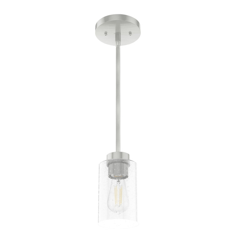 Hartland Brushed Nickel Mini Jar Pendant with Seeded Glass