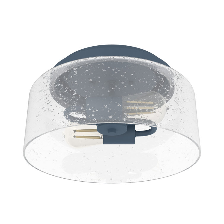 Indigo Blue Hartland Seeded Glass LED Flush Mount Light