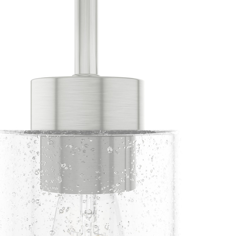 Hartland Brushed Nickel Mini Jar Pendant with Seeded Glass