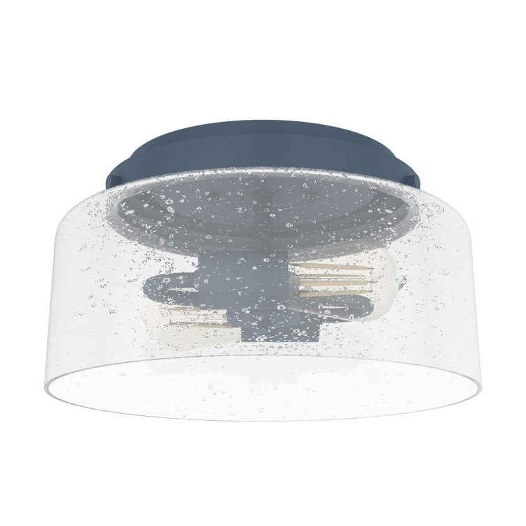 Indigo Blue Hartland Seeded Glass LED Flush Mount Light